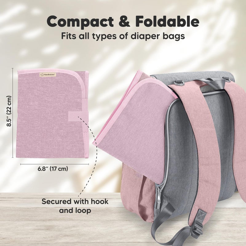 KeaBabies Portable Diaper Changing Pad, Easy Wipe Clean - Foldable Waterproof Baby Changing Mat for Diaper Bag, Compact, Lightweight, 25x13 Newborn, Infant, Baby Changer Travel Essential (Sweet Pink) - Image 2