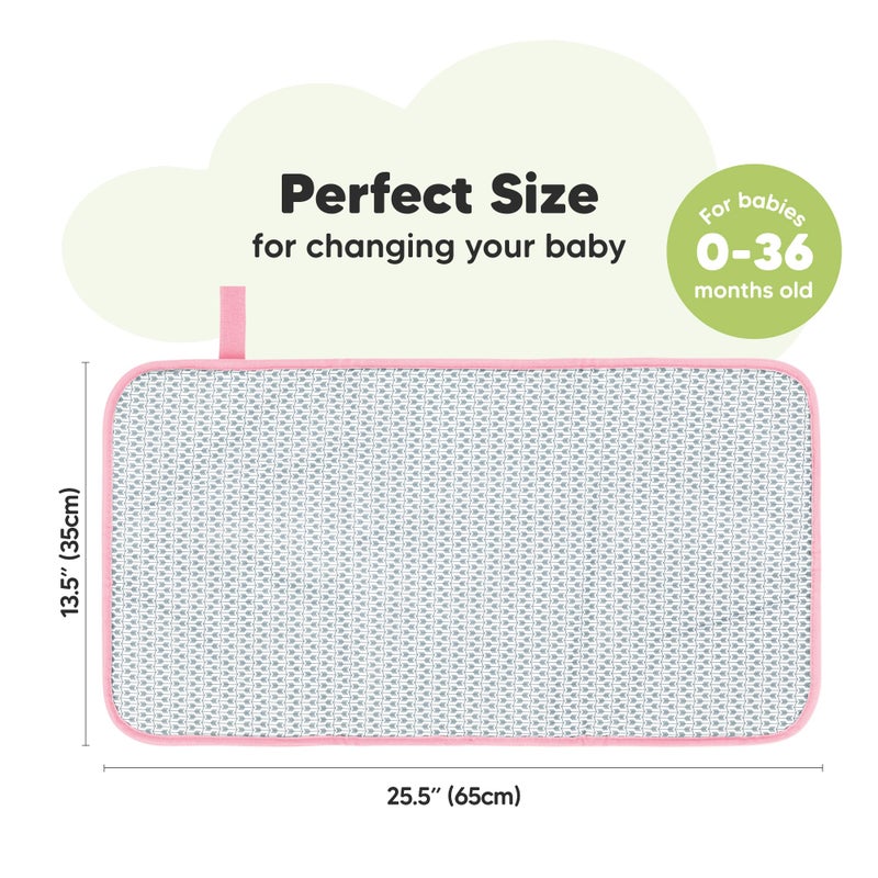 KeaBabies Portable Diaper Changing Pad, Easy Wipe Clean - Foldable Waterproof Baby Changing Mat for Diaper Bag, Compact, Lightweight, 25x13 Newborn, Infant, Baby Changer Travel Essential (Sweet Pink) - Image 3