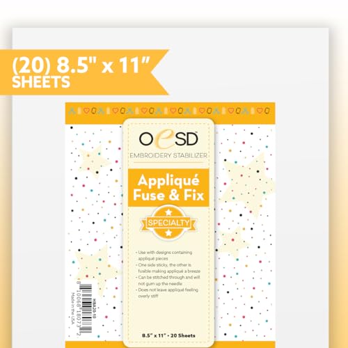 OESD Applique Fuse and Fix Backing 8.5" x 11" - 20 Sheets - Image 2