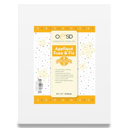 OESD Applique Fuse and Fix Backing 8.5" x 11" - 20 Sheets - Image 1
