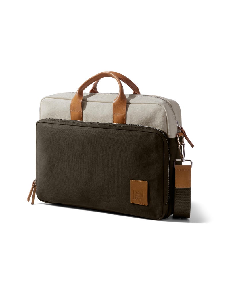 DailyObjects 100% Cotton Canvas Commute Laptop Messenger (11L) Unisex bag | Travel Shoulder Handbag With Trolley Sleeve | Metal Zip Closure, Leather Handles | Padded Laptop Compartment For 14" - Image 1