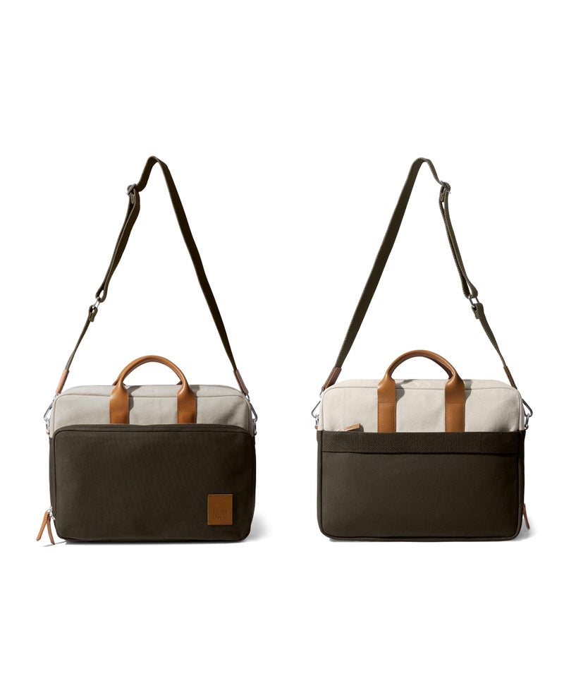 DailyObjects 100% Cotton Canvas Commute Laptop Messenger (11L) Unisex bag | Travel Shoulder Handbag With Trolley Sleeve | Metal Zip Closure, Leather Handles | Padded Laptop Compartment For 14" - Image 5