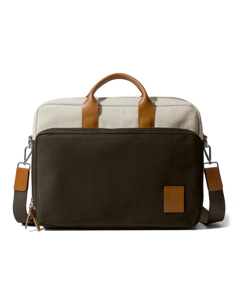 DailyObjects 100% Cotton Canvas Commute Laptop Messenger (11L) Unisex bag | Travel Shoulder Handbag With Trolley Sleeve | Metal Zip Closure, Leather Handles | Padded Laptop Compartment For 14" - Image 4