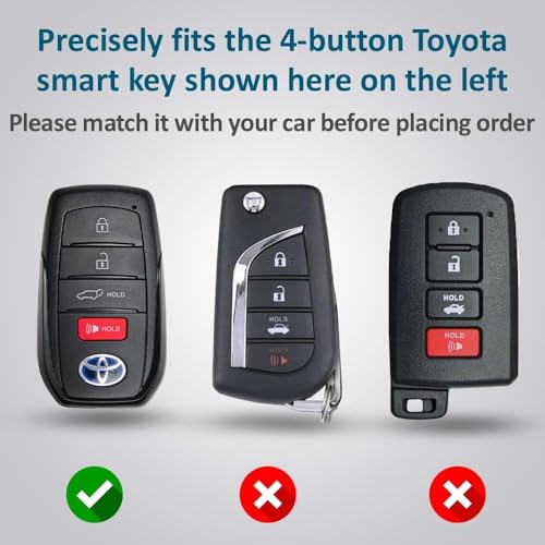 Autobase Key fob Cover for Toyota 2025 Camry 2019-2025 Land Cruiser 2021-2025 Venza Hilux Fortuner 2023-2025 Highlander Tundra Corolla bZ4X Prius 4 Buttons (Black and Pink) - Image 2