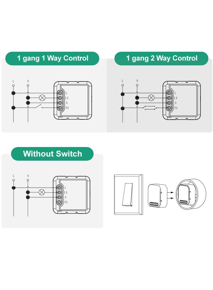 DIY Zigbee 4 Gang Mini Smart Home Light Switch Module, Smart Home Breaker 2-Way Control - White  - Image 1