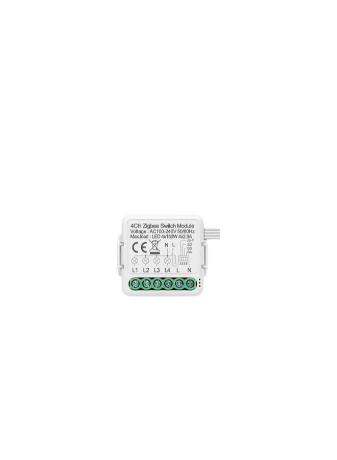 DIY Zigbee 4 Gang Mini Smart Home Light Switch Module, Smart Home Breaker 2-Way Control - White  - Image 2