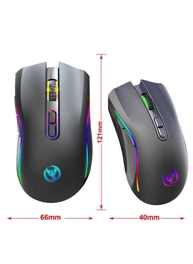 T69 2.4G Wireless Mechanical Mouse RGB Gaming Mouse Ergonomic Design 650mAh Battery Capacity 7 Programmable Buttons 10 Million Keystroke Lifetime 4800DPI