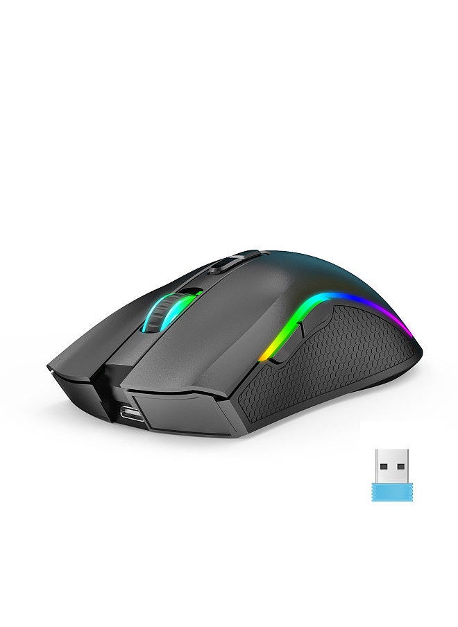 T69 2.4G Wireless Mechanical Mouse RGB Gaming Mouse Ergonomic Design 650mAh Battery Capacity 7 Programmable Buttons 10 Million Keystroke Lifetime 4800DPI
