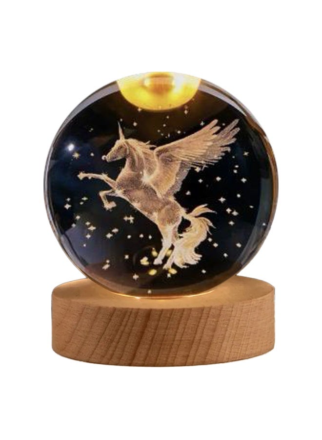 ARABIQO 3D Crystal Ball Night Light 8cm with Wooden Base, USB Powered LED Glass Lamp for Bedroom, Home & Office Décor, Galaxy Crystal Nightlight Gift for Birthday & Holiday (Pegasus) - Image 1