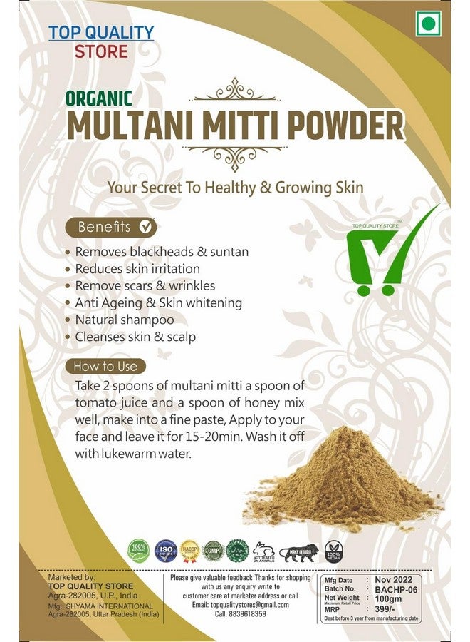 Top Quality Store TQS Natural Multani Mitti Powder & Rose Water fullers earth multani mitti powder for face pack, skin whitening Bentonite Clay organic - Image 4