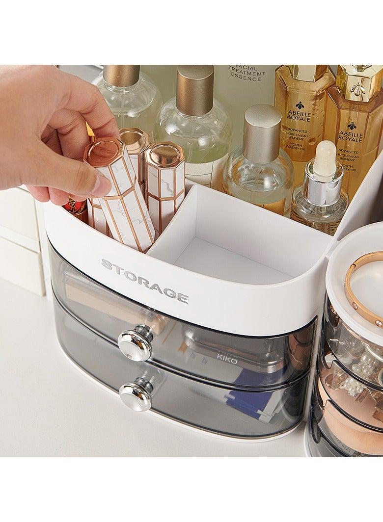 Raxoom Large Capacity Cosmetic Storage Box Makeup Drawer Organizer Jewelry Nail Polish Makeup Container Desktop Cosmetic Storage Box(White)