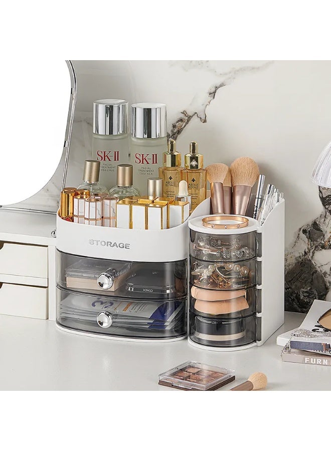 Raxoom Raxoom Large Capacity Cosmetic Storage Box Makeup Drawer Organizer Jewelry Nail Polish Makeup Container Desktop Cosmetic Storage Box(White)  - Image 4