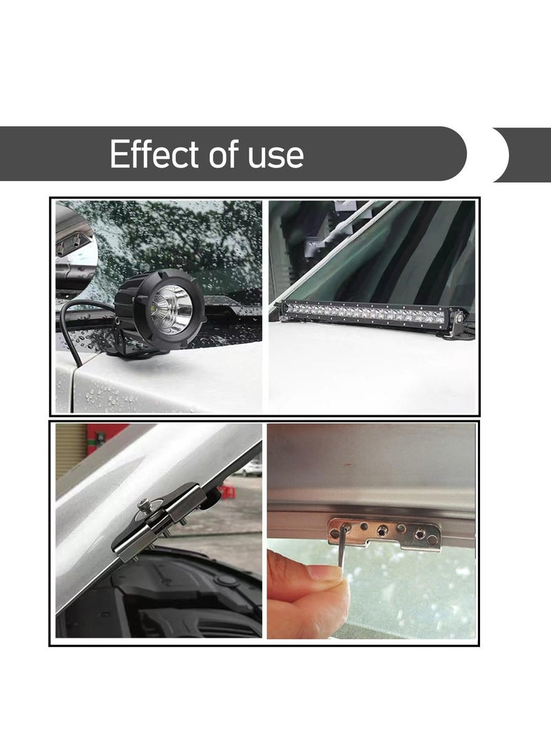 Generic LED Light Base Mounting Bracket 2 PCS Universal Adjustable Pillar Hood Led Work Light Mount Bracket Angle Adjustable Shock Absorbing Hood Spotlight Non Destructive Bracket for Most Models Silver  - Image 5