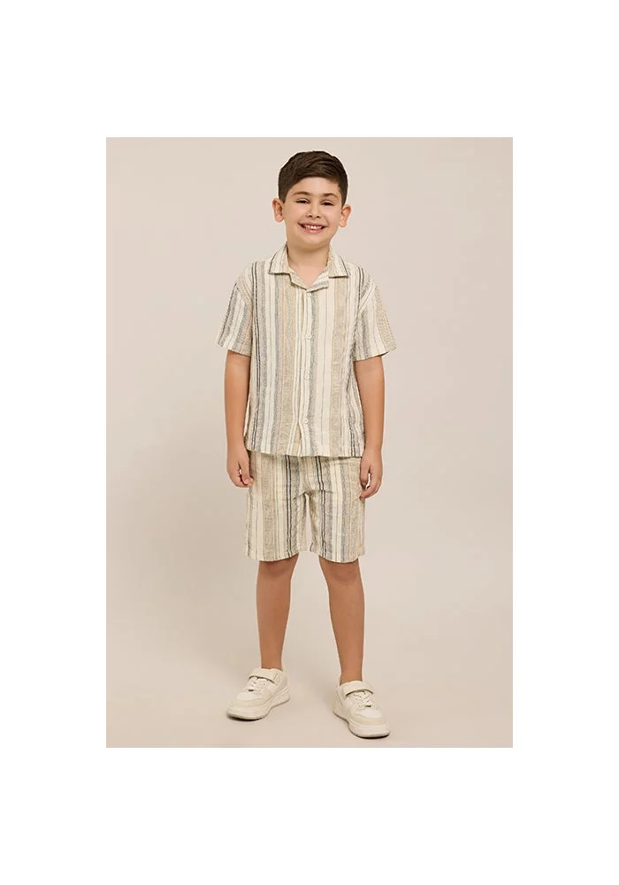 أر أند بي Stiped Shirt and Shorts Set