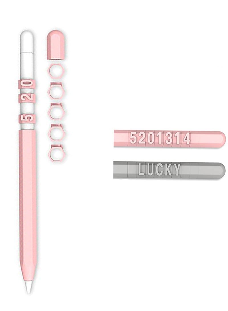 DIY Silicone Case for Apple Pencil, 2nd Generation Holder Sleeve Skin Cover Accessories Kit for iPad Pro 11 12.9 inches, Cute Soft Grip Pouch Cap Holder, and 5 Protective Nib Covers (Pink) - Image 1