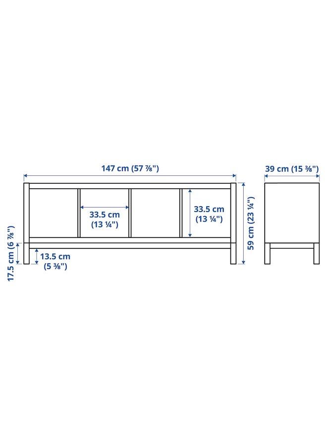 Zaboon Shelving Unit With Underframe, White/Black, 147X59 Cm - Image 4