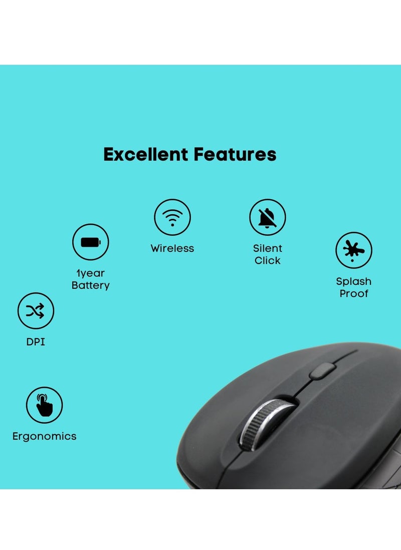 Goldfinch Wireless Mouse silent click for laptop and desktop compatible with windows mac and linux Black  - Image 2