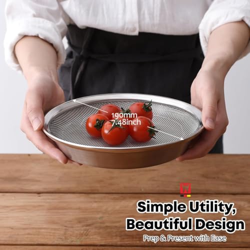 WAGENSTEIGER Stainless Steel Mesh Tray Set with Drip Pan Air Fryer Basket and Tray Kitchen Colander Vegetable and Fruit Strainer Food Filter BBQ Prep Tool Fruit Serving Dishes 748 inch - Image 3