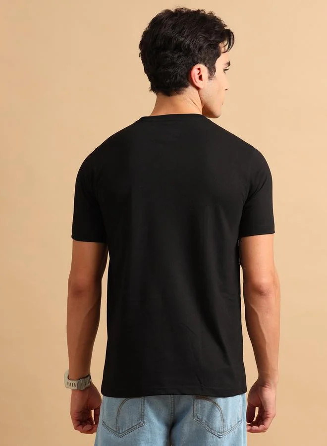 Bushirt Solid Round Neck Short Sleeve T-Shirt by Styli