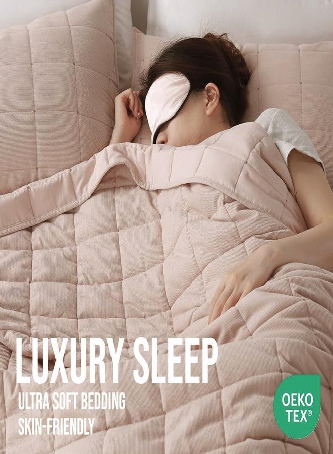 كاسينتيكس طقم لحاف كاسينتكس بحجم كوين - 3 قطع من قماش الكوردروي الوردي مع أغطية وسائد - مفروشات ناعمة وخفيفة الوزن ومتينة لراحة طوال العام - Image 4