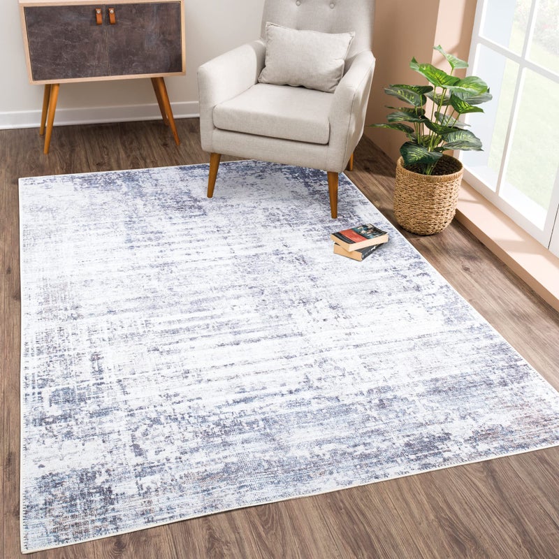 Bloom Rugs بلوم سجاد قابلة للانزلاق 3 '× 5' سجادة - رمادي/فحم/أزرق منطقة تجريدية حديثة سجادة لغرفة المعيشة غرفة الطعام غرفة الطعام والمطبخ - الحجم الدقيق: 3 '× 5' - Image 1