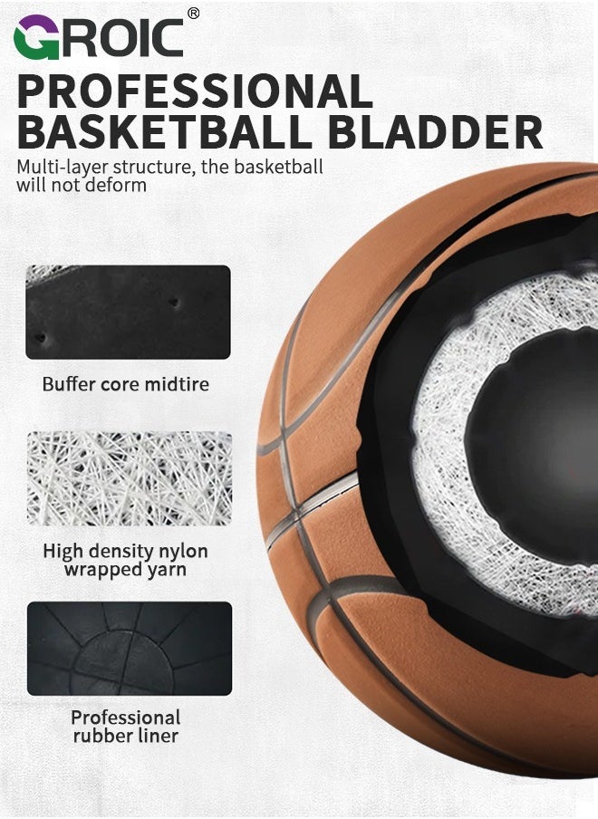 GROIC Basketball  Standard Offical Indoor Outdoor Basketball Leather Game Basketball Game Training Universal Basketball Outdoor Sports Goods  - Image 4