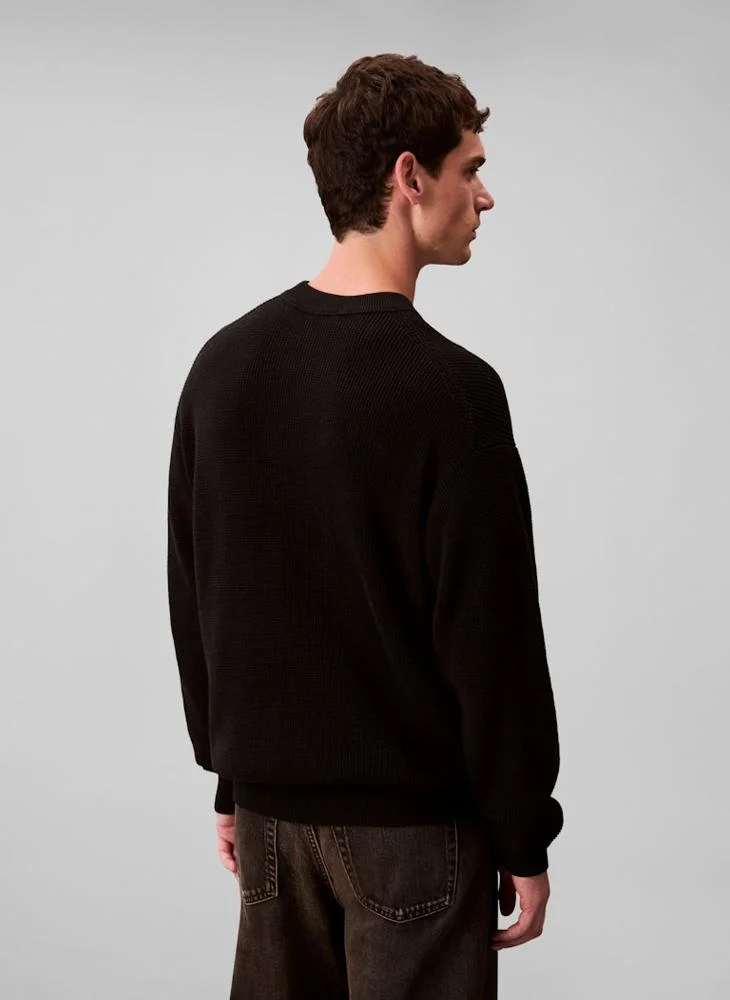Calvin Klein Jeans Waffle Cotton Monogram Jumper