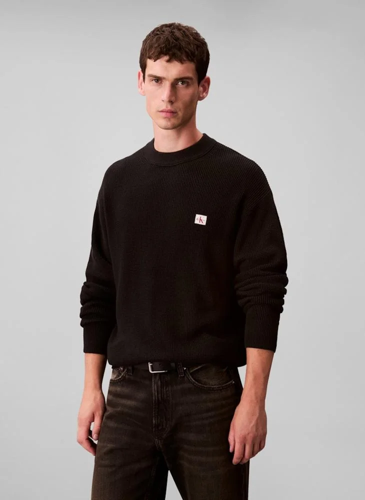 Waffle Knit Woven Label Jumper