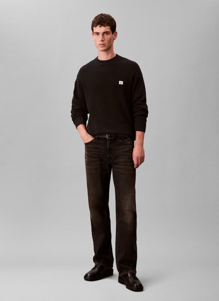 Calvin Klein Jeans Waffle Knit Woven Label Jumper - Image 5