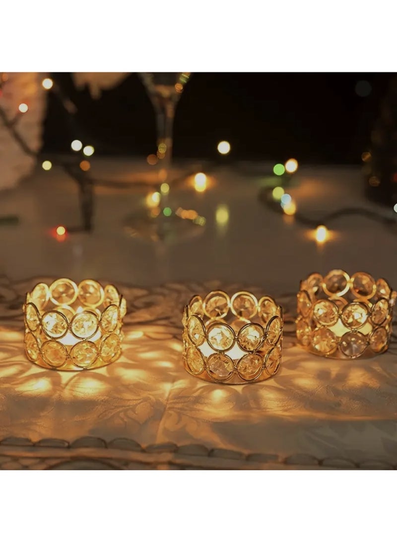 أومون 8 قطع من حاملات الشموع الكريستالية الذهبية، وزينة لامعة لديكور المنزل، وحفلات الأعياد، وحفلات الزفاف - Image 2