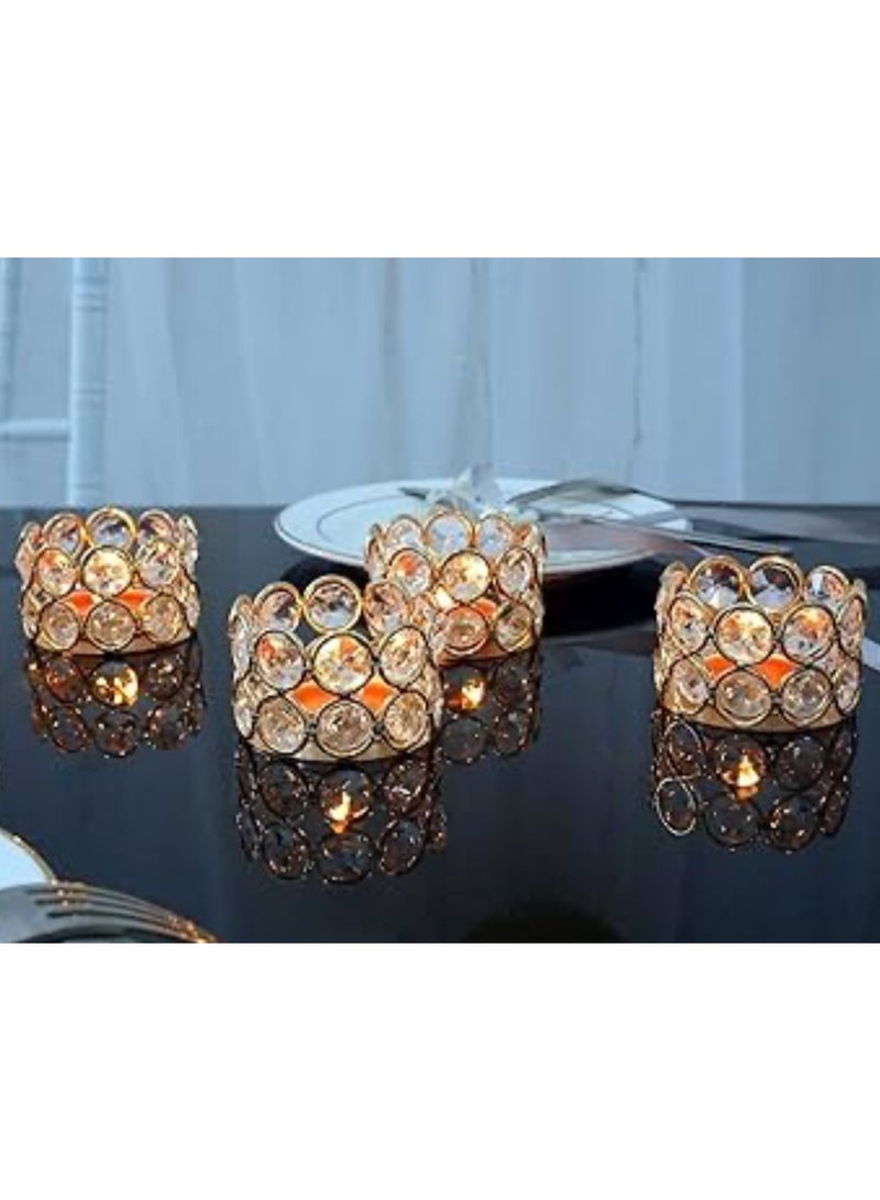 أومون 8 قطع من حاملات الشموع الكريستالية الذهبية، وزينة لامعة لديكور المنزل، وحفلات الأعياد، وحفلات الزفاف - Image 4