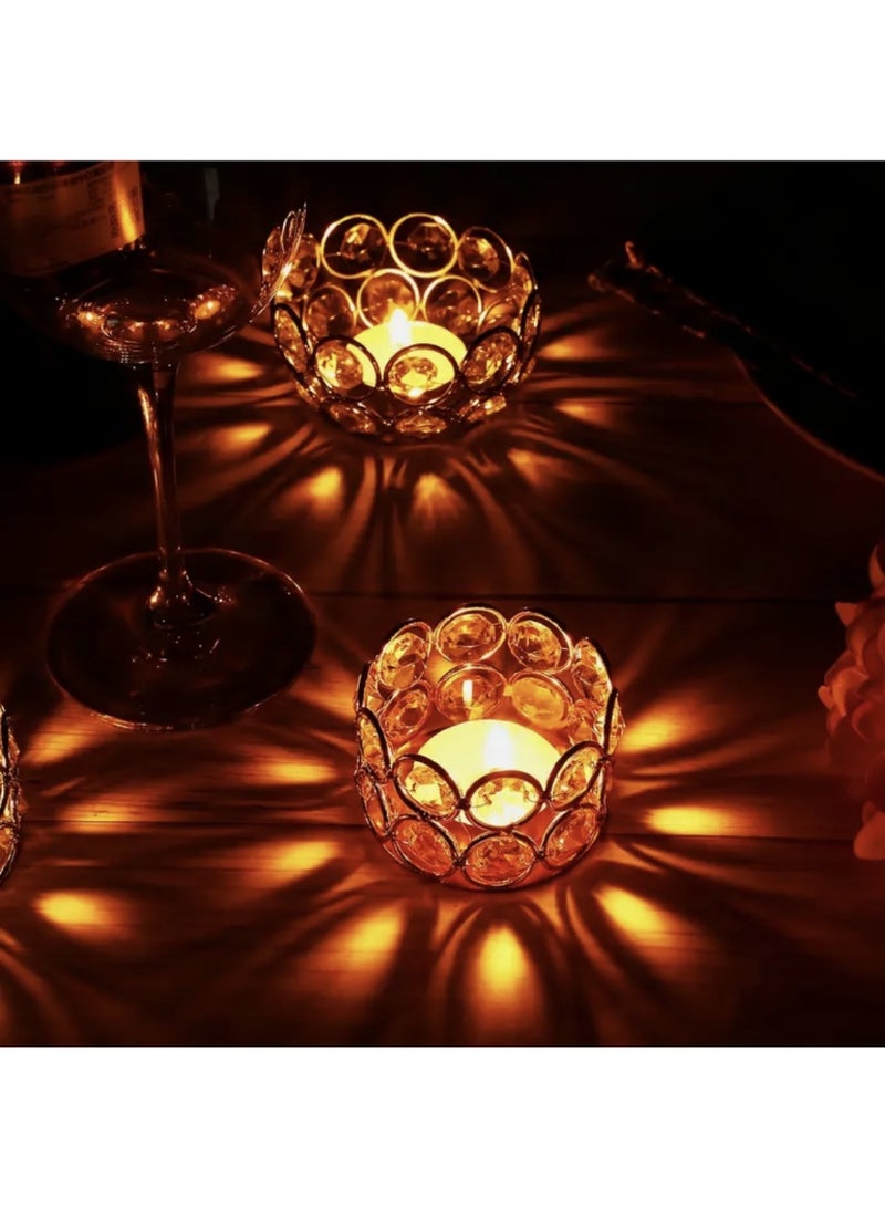 أومون 8 قطع من حاملات الشموع الكريستالية الذهبية، وزينة لامعة لديكور المنزل، وحفلات الأعياد، وحفلات الزفاف - Image 3