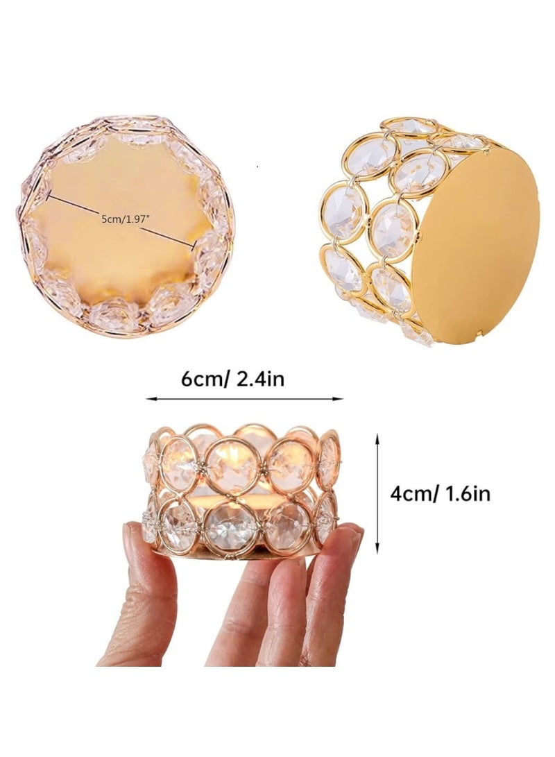 أومون 8 قطع من حاملات الشموع الكريستالية الذهبية، وزينة لامعة لديكور المنزل، وحفلات الأعياد، وحفلات الزفاف - Image 5