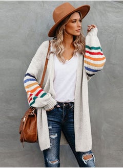 Loquat New Women's Stitching Loose Knitted Cardigan Sweater Coat  - Image 1
