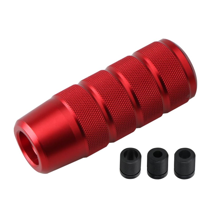Osilly 95mm374 Car Shifter Knob Aluminum Weighted Automotive Gear Shift Manual knobs Lever with 3 Threaded Adapters M8 M10 M12 x 125 Universal for Manual Transmission Vehicle Red