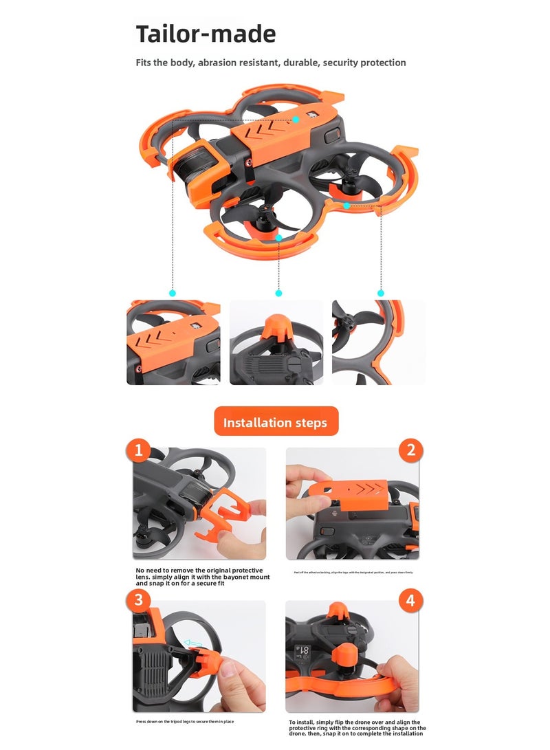 متوافق مع DJI Avata 2 حلقة حماية المراوح – واقٍ خفيف الوزن ضد الصدمات للطائرات بدون طيار، إطار حماية متين، ملحق واقٍ (برتقالي) - Image 5