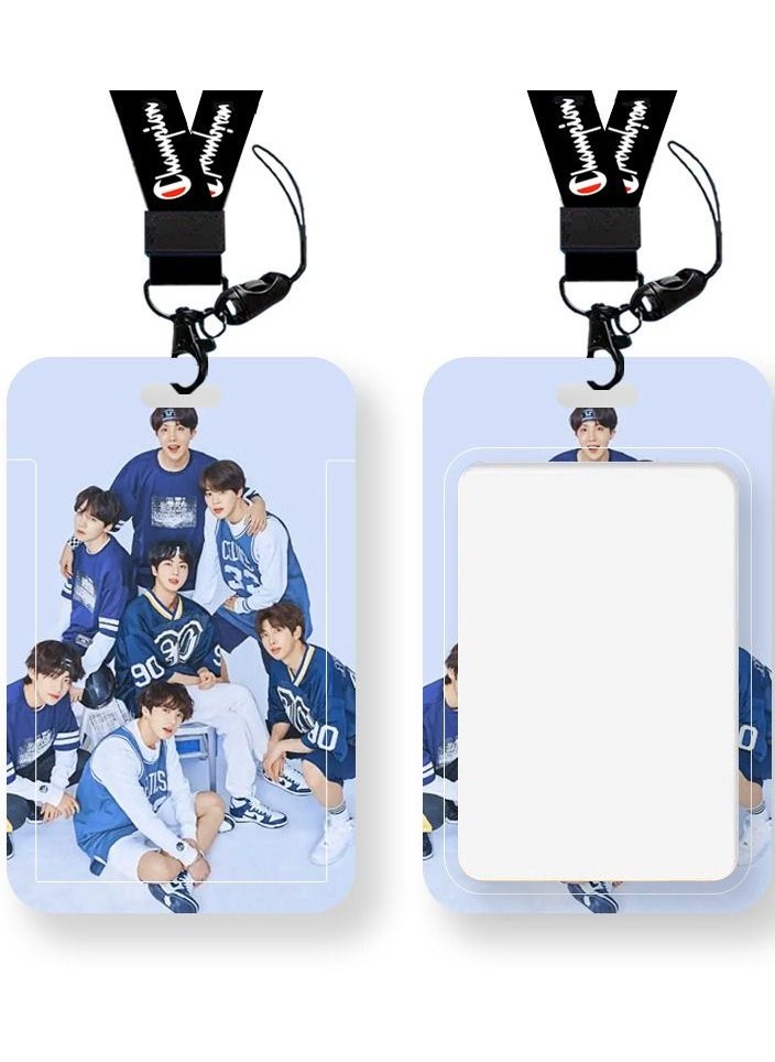 NIBEMINENT South Korea BTS Student Work Permit School Card Access Protective Cover With Lanyard 