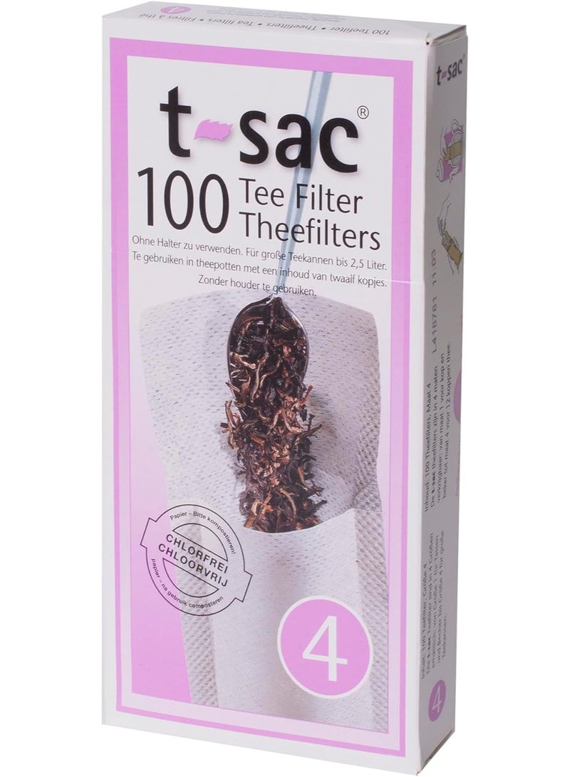 T-Sac Tea Filter Bags, Disposable Tea Infuser, Number 4-Size, 6 to 12-Cup Capacity, 100 Count # 4, 100 Count - Image 1