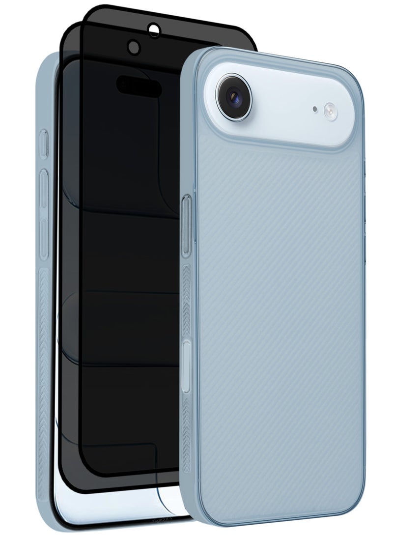 کاتانس 3 عبوات من أغطية الحماية لهاتف iPhone 17 Air - غطاء قوي ومتين رفيع للغاية - غطاء خلفي بتصميم Air Skin Line - غطاء حماية شفاف من السقوط مع واقيين للشاشة للخصوصية - أزرق فاتح - Image 1