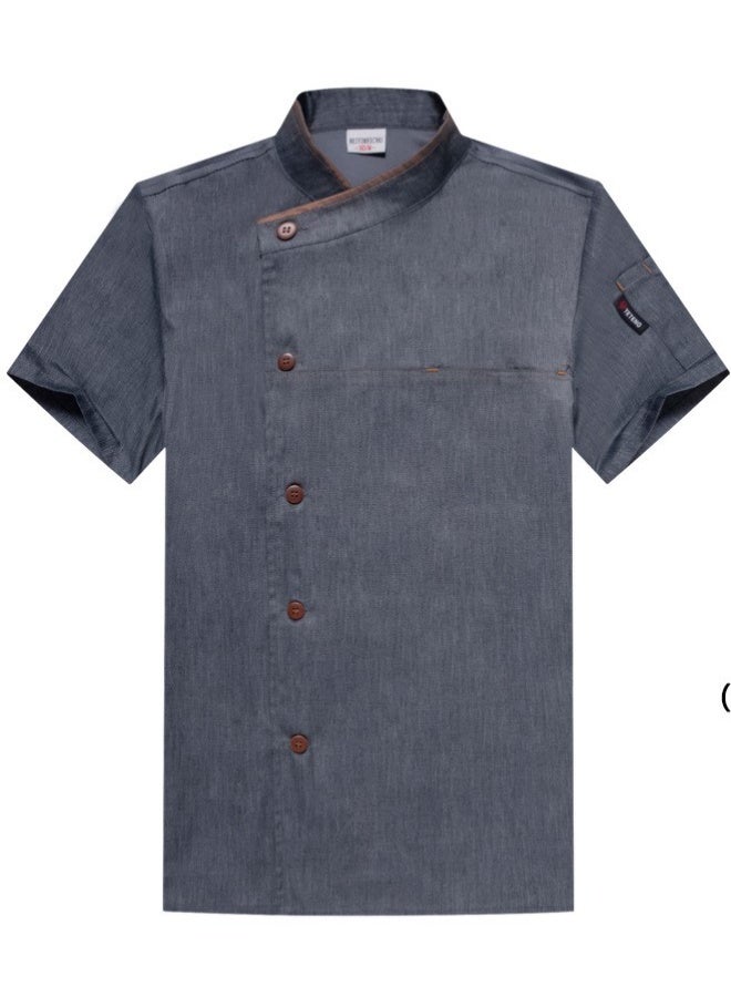 NIBEMINENT Men Chef Coat Short Sleeve Chef Jacket for Summer Head Chef Uniform Restaurant Hotel Kitchen Cooking Clothes Women  - Image 1