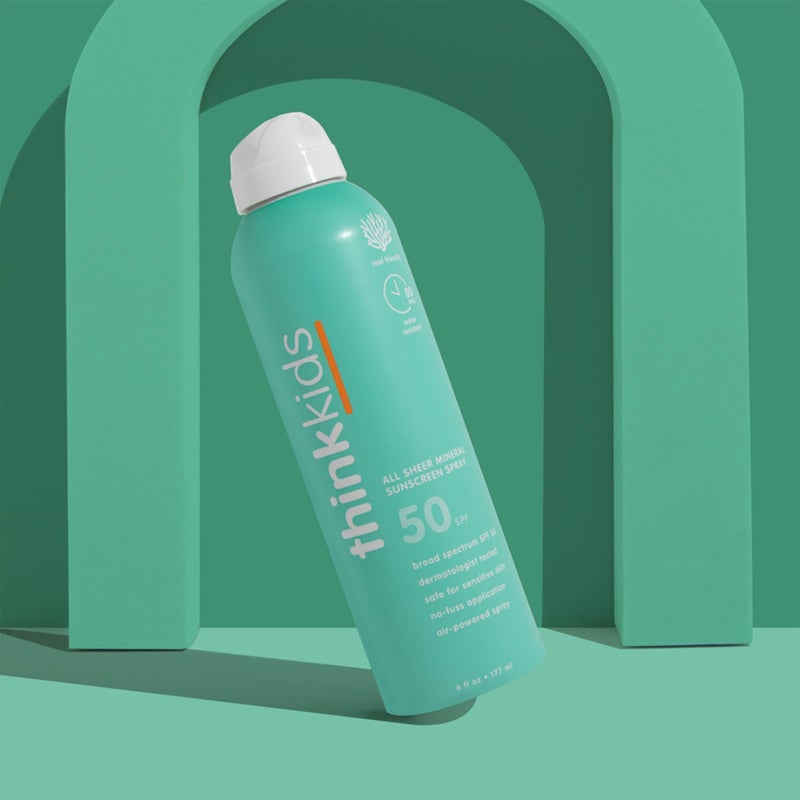 Thinksport Kids Sunscreen Spray, SPF 50 All Sheer Mineral Sunscreen, 6 Fl Oz, Water Resistant Baby & Toddler, Natural Zinc Oxide UVA/UVB Protection - Image 3