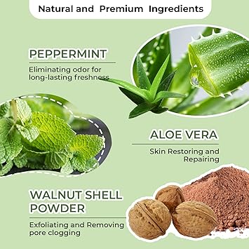 Berlaney Body Scrub and Armpit Detox Scrub 88 oz with Peppermint Aloe Vera and Walnut Shell Powder Underarm Scrub Helps on Removing Odor Deep Cleanse Exfoliating for Legs Knee Feet Hands Whole Body - Image 3