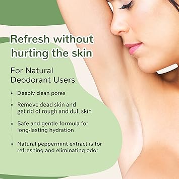 Berlaney Body Scrub and Armpit Detox Scrub 88 oz with Peppermint Aloe Vera and Walnut Shell Powder Underarm Scrub Helps on Removing Odor Deep Cleanse Exfoliating for Legs Knee Feet Hands Whole Body - Image 5