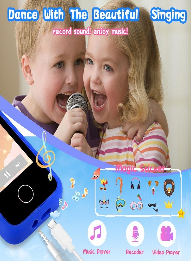 WEOLULI Kids Phone Birthday Gifts Toy for 3 4 5 6 7 8 9 10 Year Old Girls Boy,Toddler Kid Smart Phone with Dinosaur Silicone Cover Educational Games,Music Player,Toys for Girls Boys Age 3-8(Blue) - Image 5