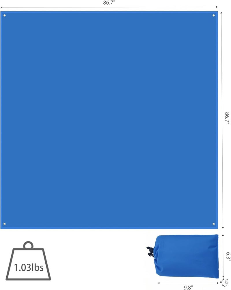 Wind Tour Portable Multifunctional Outdoor Camping Tarp Groundsheet Footprint Lightweight Floor and Ground Tarps for Camping Hiking with Carry Bag (Blue-86.6" x 86.6") - Image 2