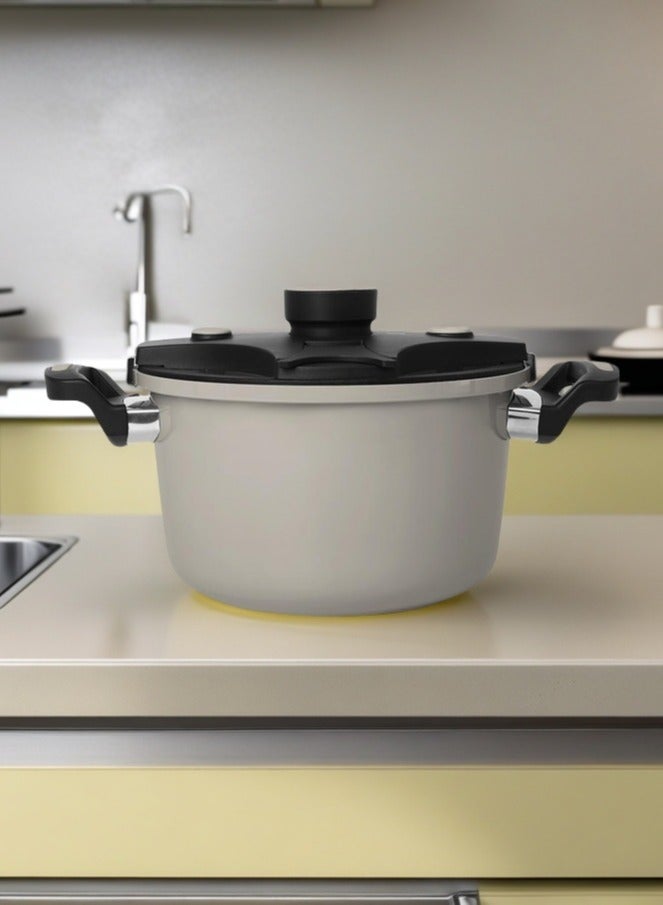 C&E Multi Functional Small Micro Pressure pot, Household Non Stick Soup Pot, Can Stew Meat, Can Boil Soup, One Pot Multi-Purpose, Beige, Size: 24CM - Image 4