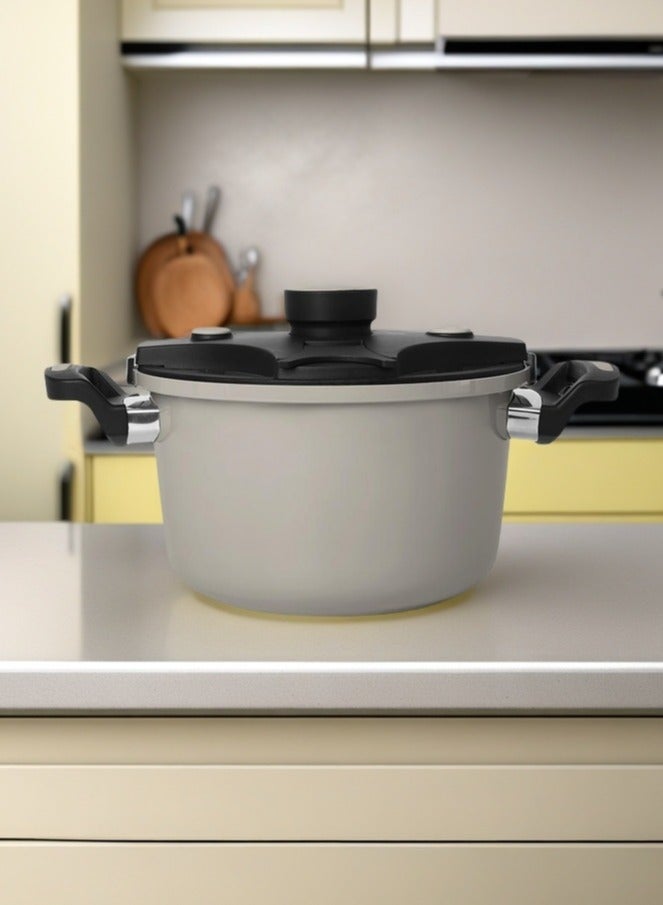 C&E Multi Functional Small Micro Pressure pot, Household Non Stick Soup Pot, Can Stew Meat, Can Boil Soup, One Pot Multi-Purpose, Beige, Size: 24CM - Image 2