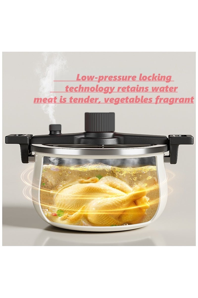 C&E Multi Functional Small Micro Pressure pot, Household Non Stick Soup Pot, Can Stew Meat, Can Boil Soup, One Pot Multi-Purpose, Beige, Size: 24CM - Image 5