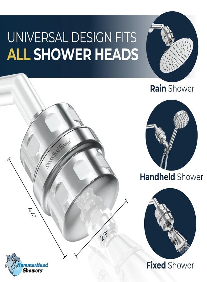 HammerHead Showers مرشح رأس الدش المعدني الصلب من هامر هيد® - مرشح دش KDF 55، مرشحات دش عالمية عالية الضغط لإزالة المواد الكيميائية السامة - يزيل الكلور والمعادن الثقيلة - كروم - Image 5