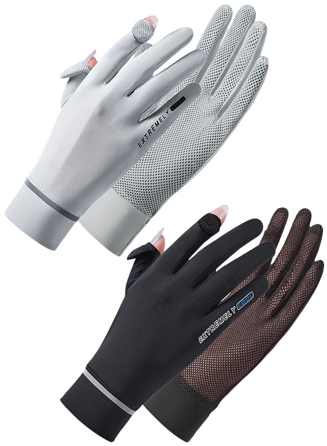 قفازات صيفية واقية من الشمس للحماية من الأشعة فوق البنفسجية مكونة من زوجين للنساء، قفازات قيادة بأصابع كاملة قابلة للتنفس لركوب الدراجات في الهواء الطلق في الصيف - Image 1